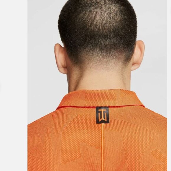 Nike Tiger Woods Jacquard Polo Shirt Mens XXL 2XL Orange Golf Short Sleeve PP06X - Picture 1 of 8